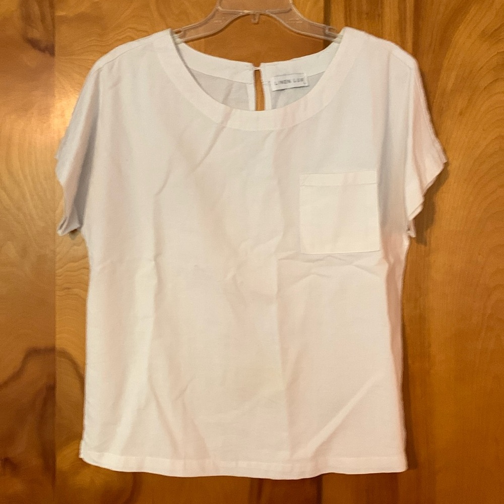 Linen Lux white linen top large VGUC!